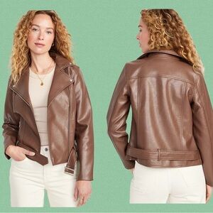 Old Navy Women's Brown Leather Jacket